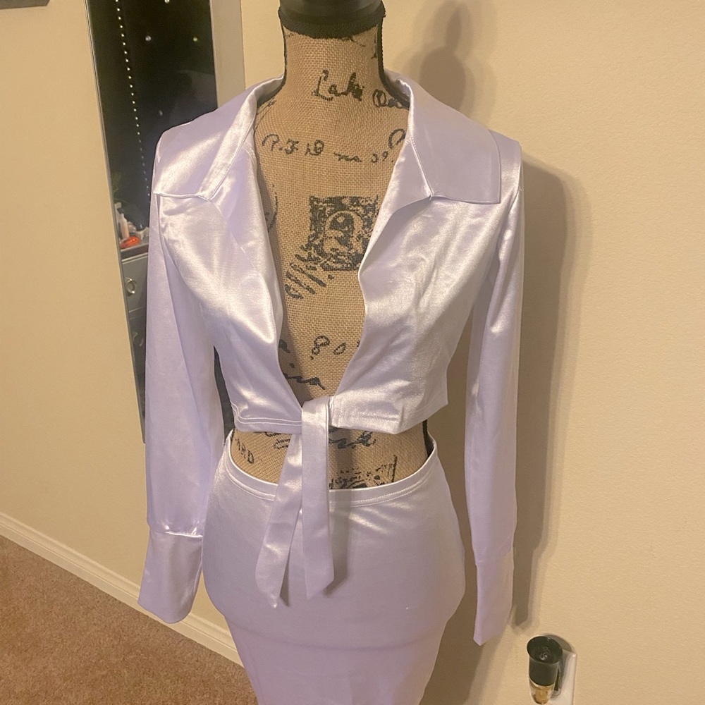 Sexy Satin Like Skirt Set